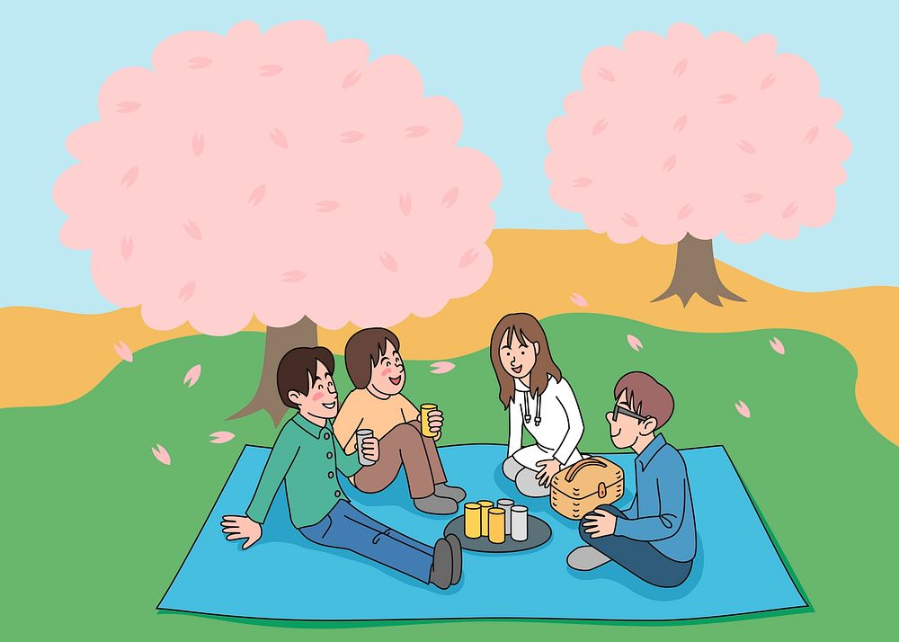Hanami picnic clipart vector. Free public domain CC0 image