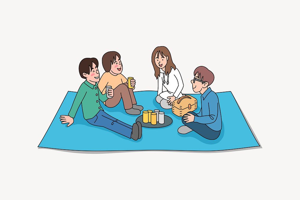 People on picnic illustration. Free public domain CC0 image