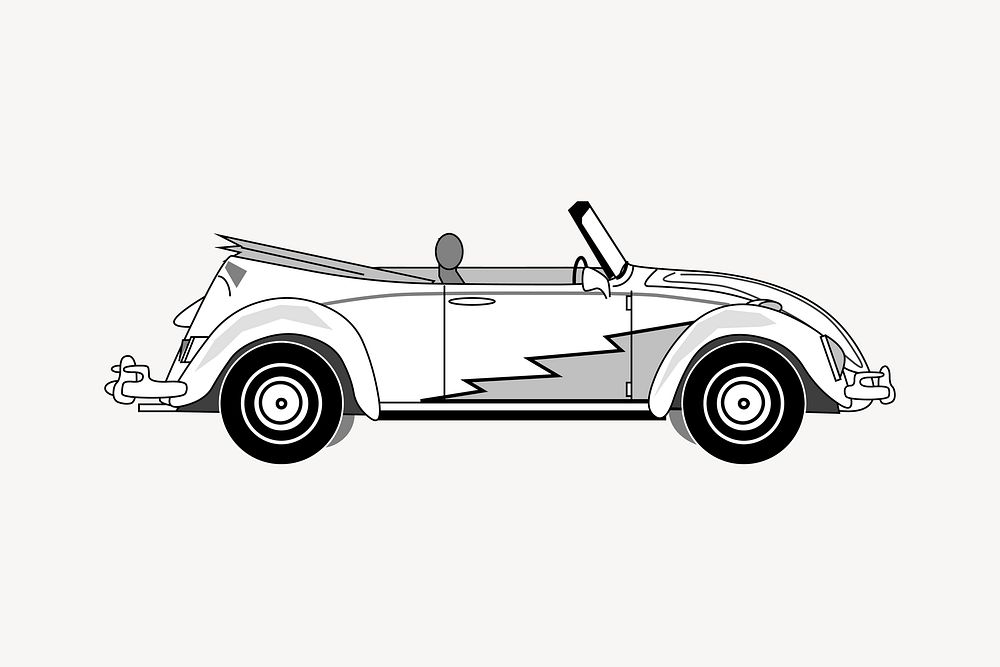Convertible car illustration. Free public domain CC0 image.