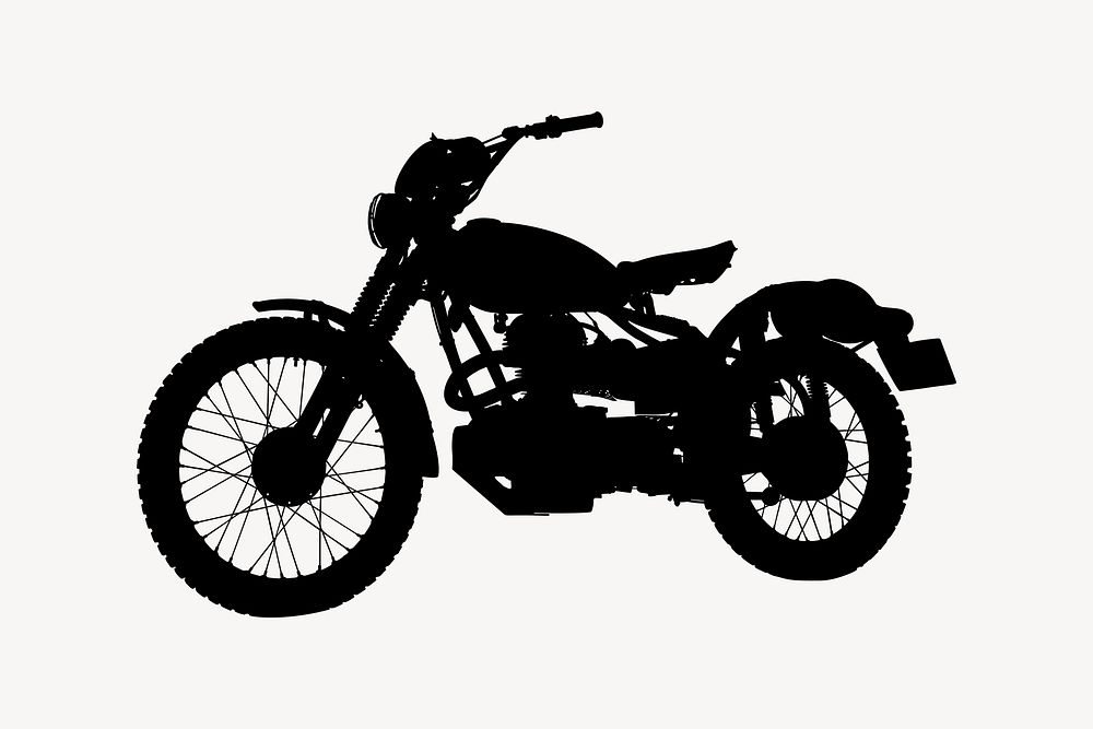 Silhouette motorcycle illustration. Free public domain CC0 image.