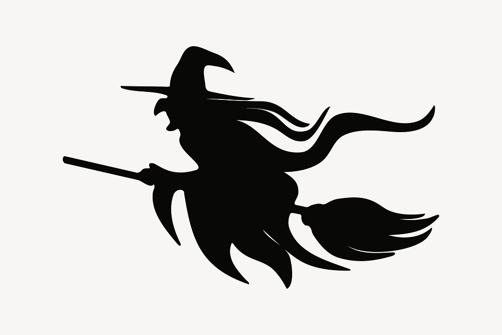 Witch silhouette, Halloween illustration. Free public domain CC0 image.