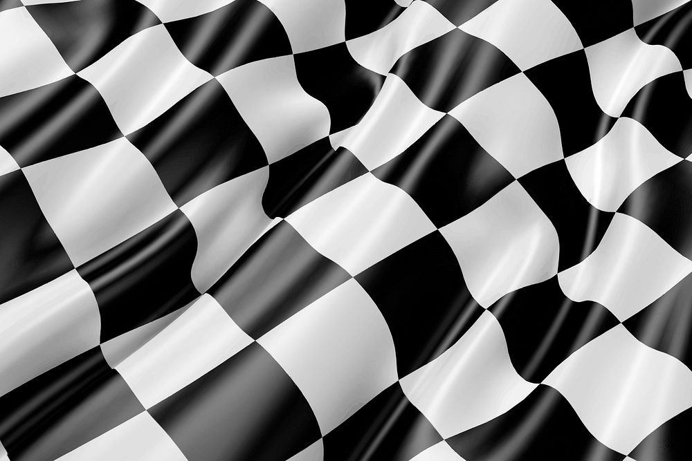 Wavy checkered flag background illustration. Free public domain CC0 image.