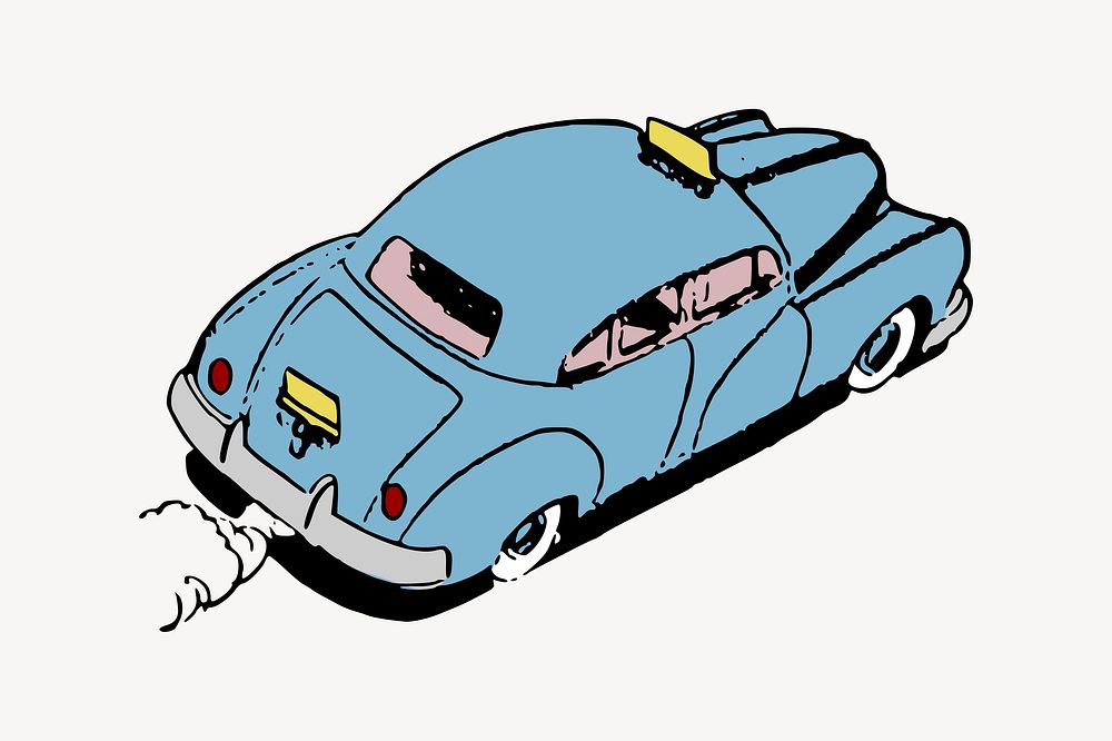 Classic taxi clipart, vehicle illustration psd. Free public domain CC0 image.