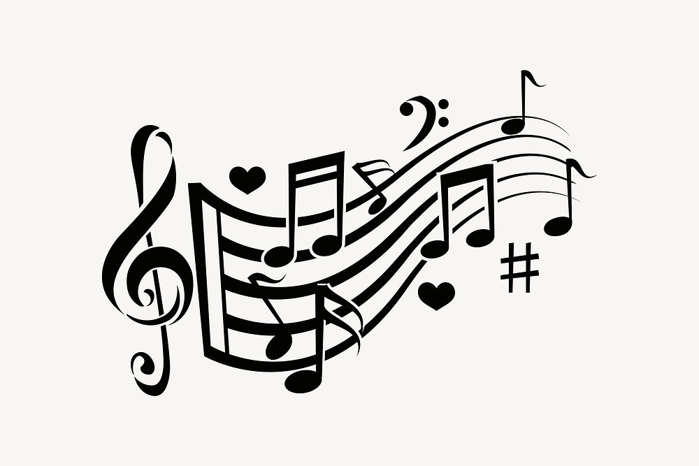 Music notes clipart, entertainment illustration vector. Free public domain CC0 image.