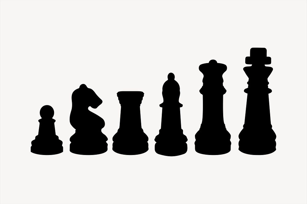 Chess pieces silhouette collage element vector. Free public domain CC0 image.