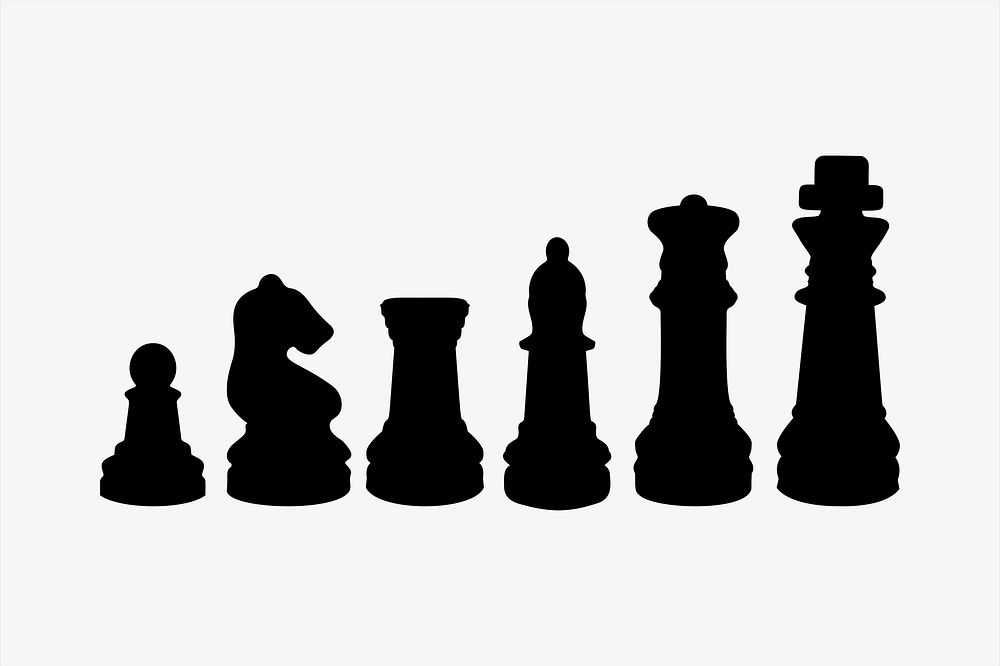 Chess pieces silhouette clipart psd. Free public domain CC0 image.