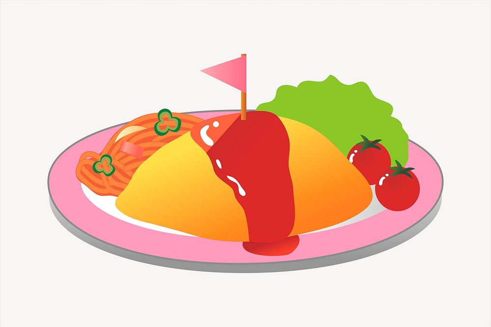 Omelet collage element, cute illustration vector. Free public domain CC0 image.