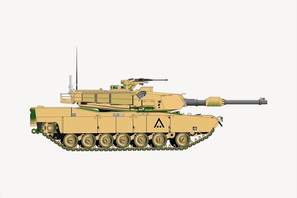 Tank collage element, weapon illustration vector. Free public domain CC0 image.