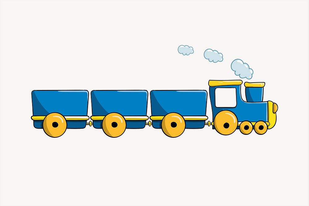 Toy train clipart, cute illustration. Free public domain CC0 image.