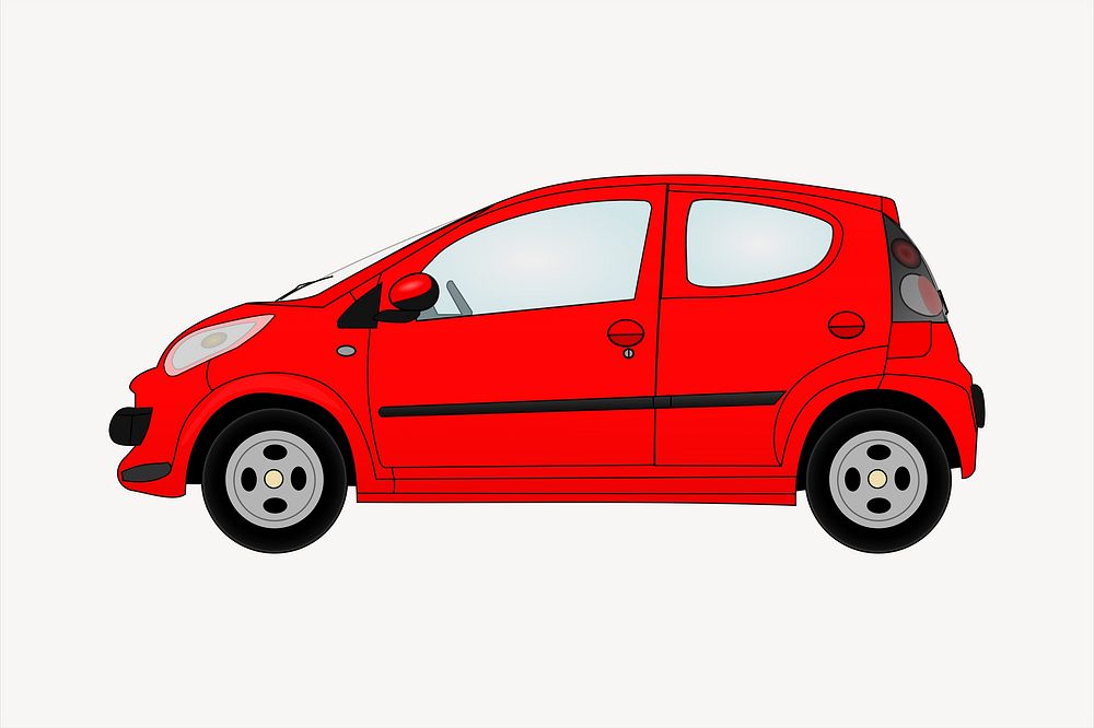 Red car collage element, vehicle illustration vector. Free public domain CC0 image.
