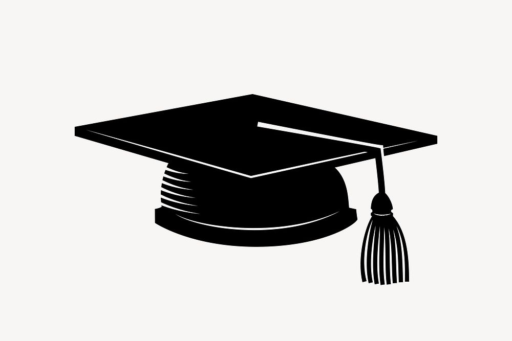 Silhouette graduation cap clipart, education illustration vector. Free public domain CC0 image.