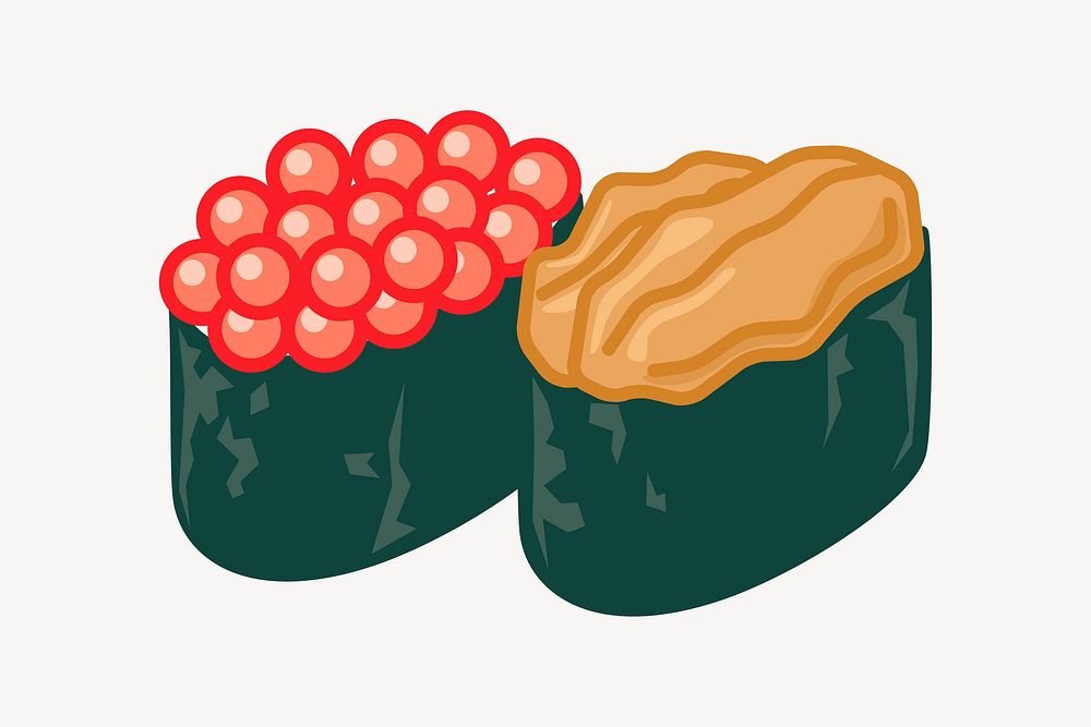 Sushi collage element, cute illustration vector. 