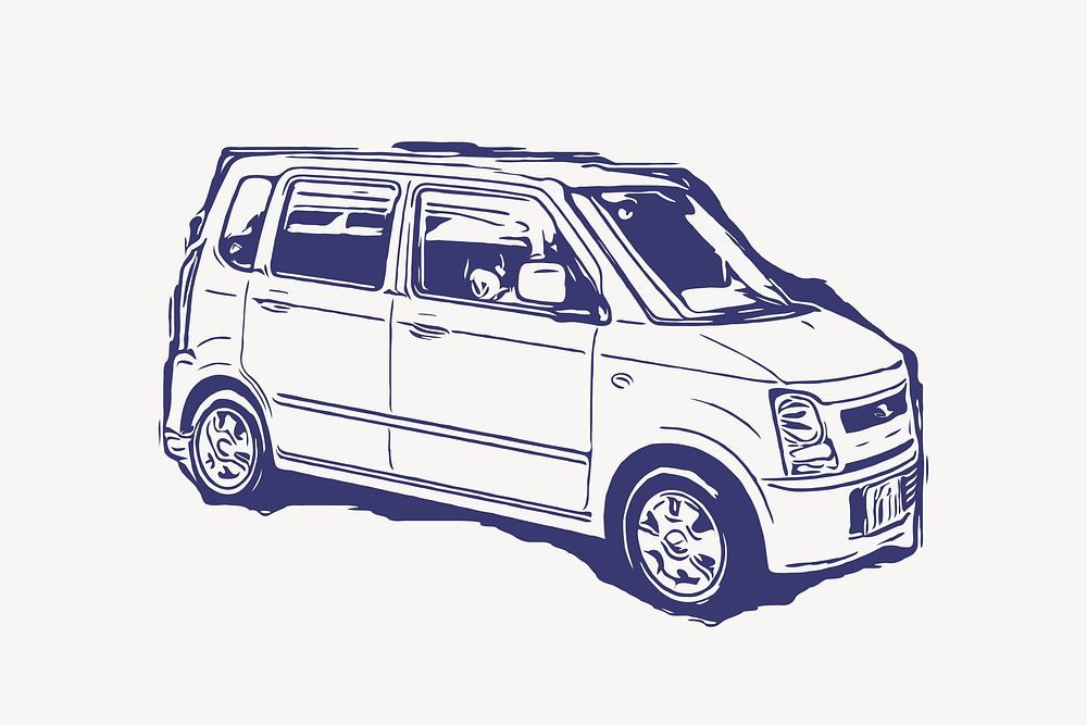 Minivan collage element, cute illustration vector. Free public domain CC0 image.
