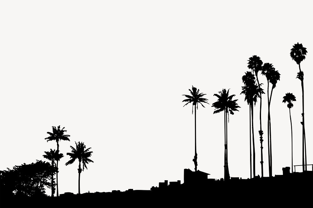 Palm tree silhouette illustration psd. Free public domain CC0 image.