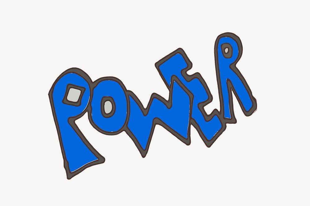 Power typography clipart, cute illustration psd. Free public domain CC0 image.
