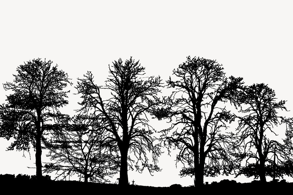 Tree silhouette border  clipart, nature illustration vector. Free public domain CC0 image.