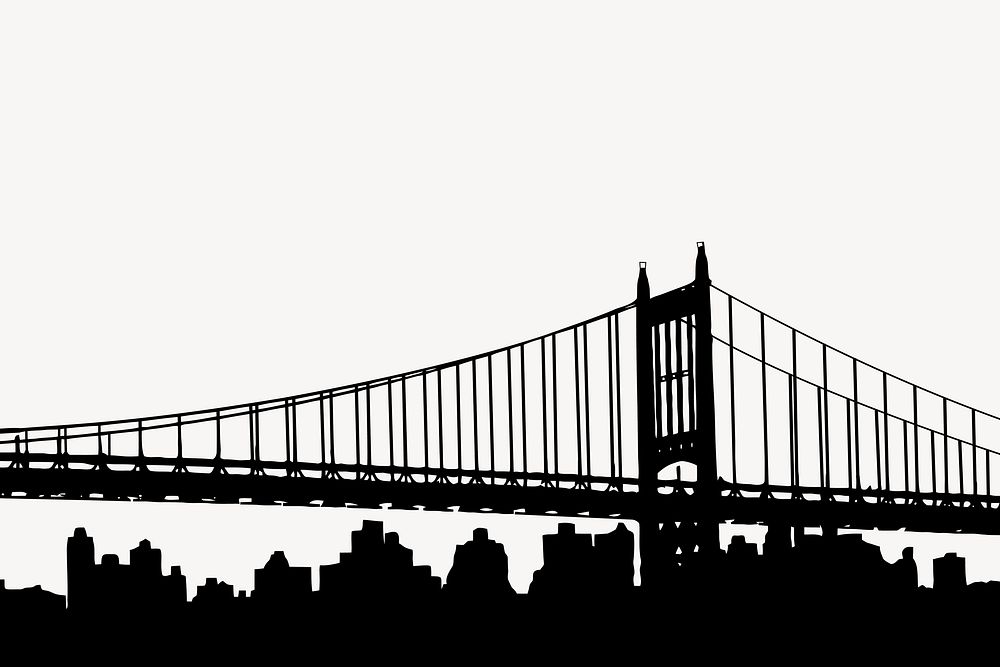 Silhouette Golden Gate Bridge clipart, travel illustration vector. Free public domain CC0 image.