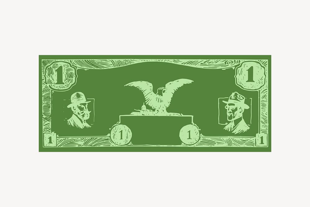 Banknote collage element, cute illustration vector. Free public domain CC0 image.