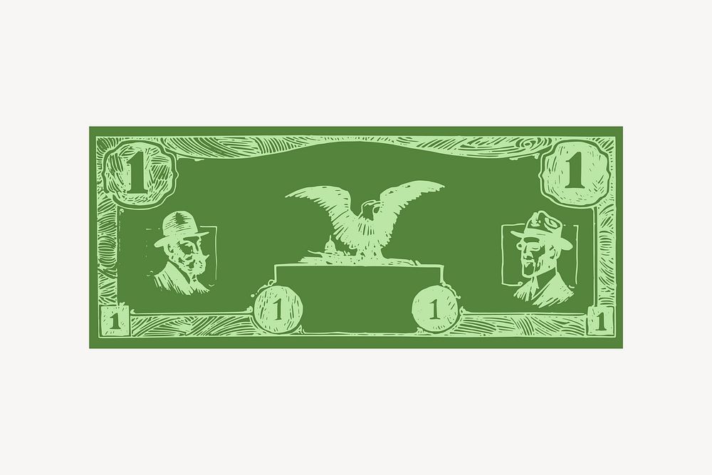 Banknote clip art. Free public domain CC0 image.