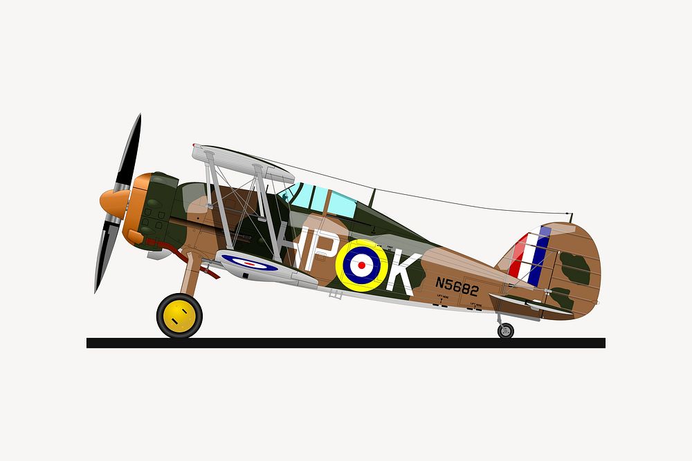 Fighter plane collage element, cute illustration vector. Free public domain CC0 image.