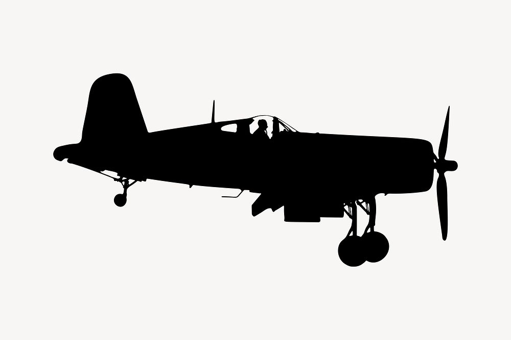Silhouette airplane clipart, vehicle illustration vector. Free public domain CC0 image.