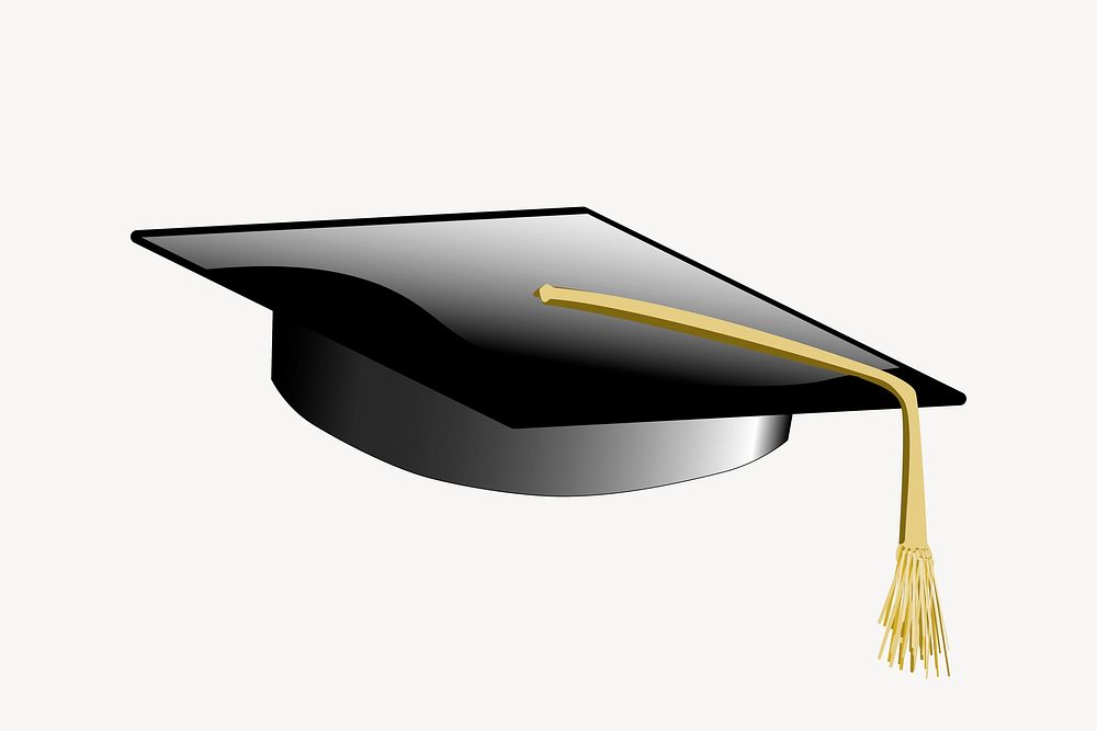 Graduation cap collage element, cute illustration vector. Free public domain CC0 image.