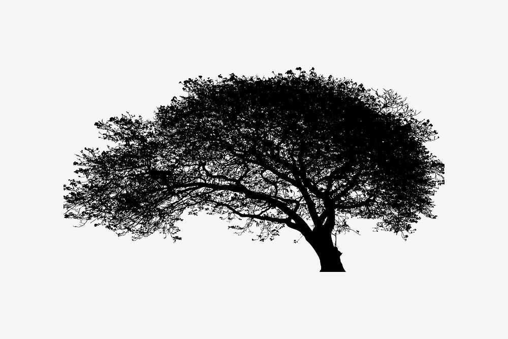 Tree silhouette clipart, nature illustration vector. Free public domain CC0 image.