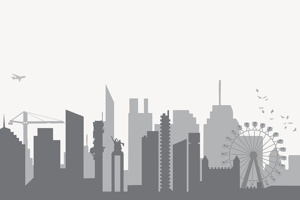 Silhouette cityscape clipart, ueban illustration vector. Free public domain CC0 image.