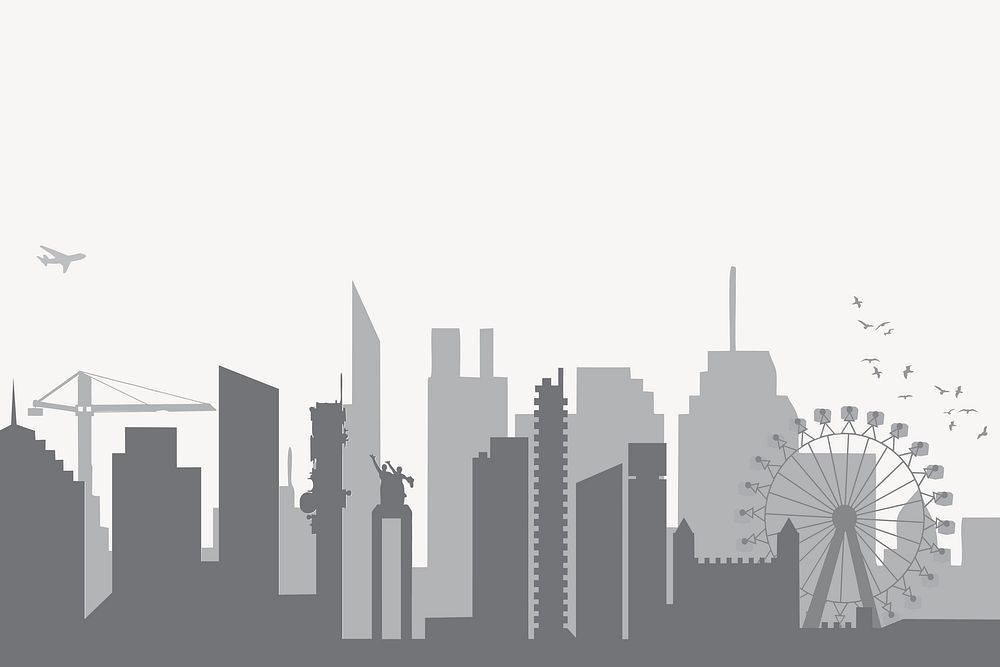 Silhouette cityscape illustration. Free public domain CC0 image.