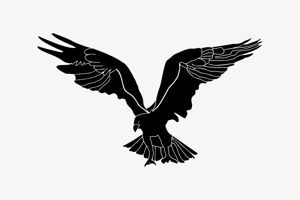 Silhouette eagle clipart, bird illustration vector. Free public domain CC0 image.