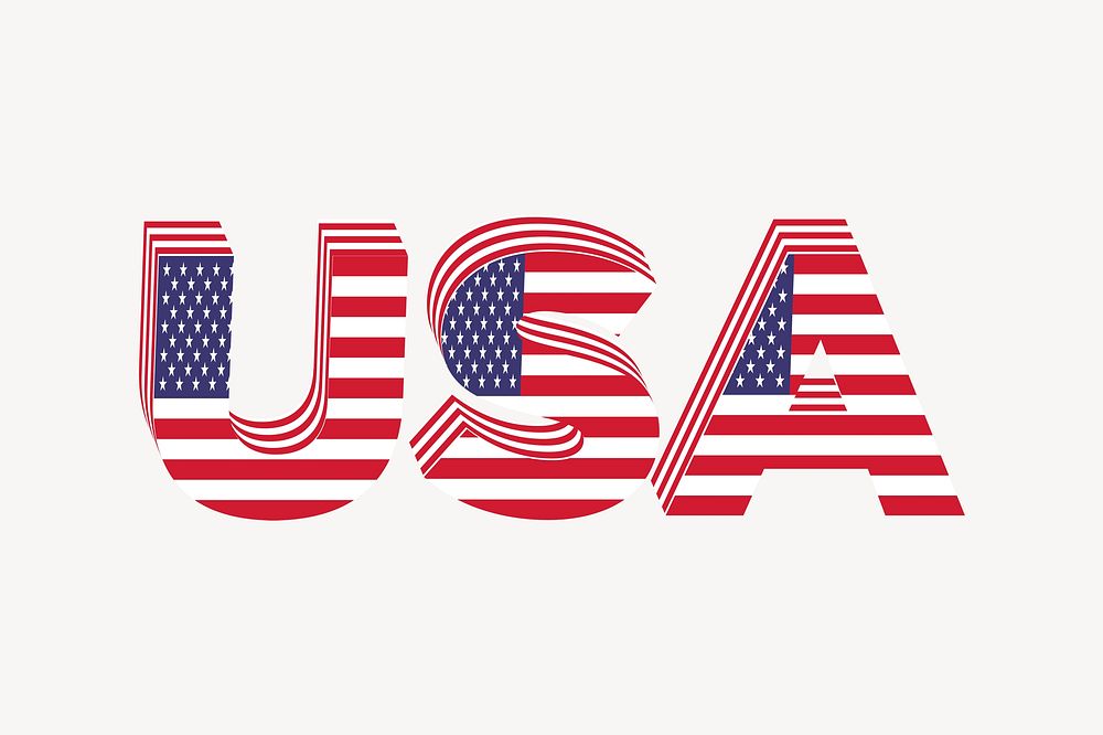 USA typography clipart, cute illustration psd. Free public domain CC0 image.