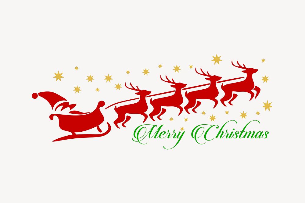 Santa sleigh clipart, cute illustration psd. Free public domain CC0 image.