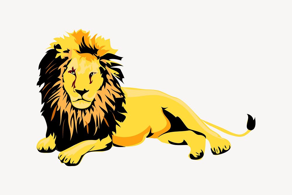 Lion collage element, cute illustration vector. Free public domain CC0 image.