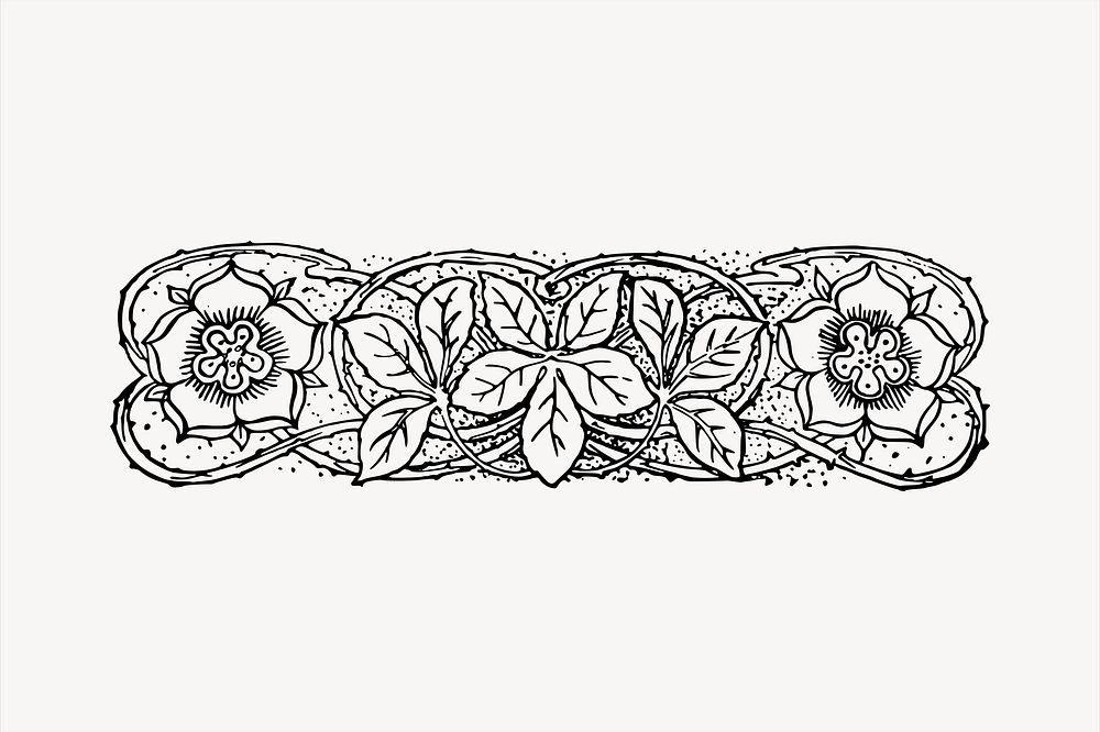 Floral divider clipart, nature illustration vector. Free public domain CC0 image.