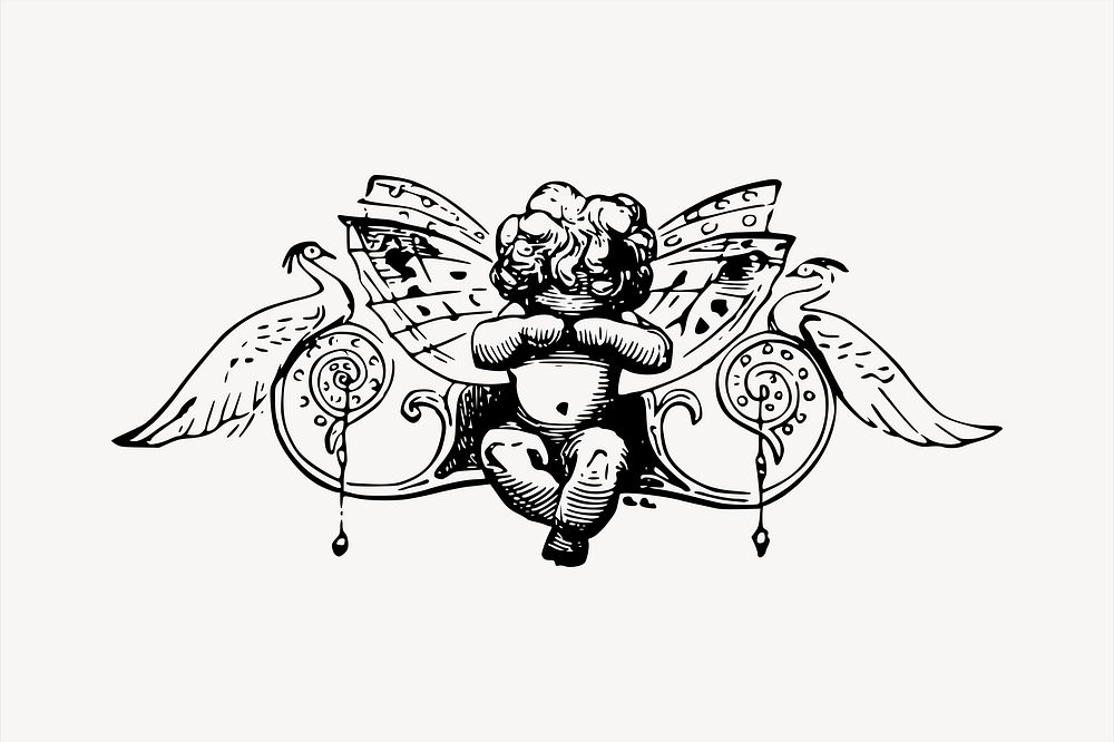 Cherub clipart, ornament illustration vector. 