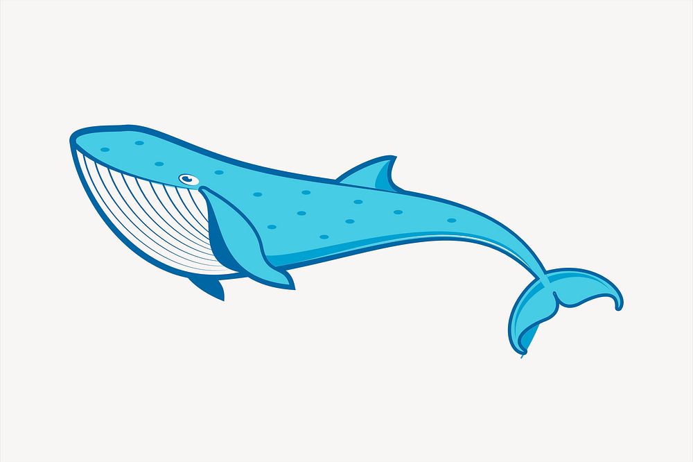 Blue whale clipart, sea animal illustration psd. Free public domain CC0 image.