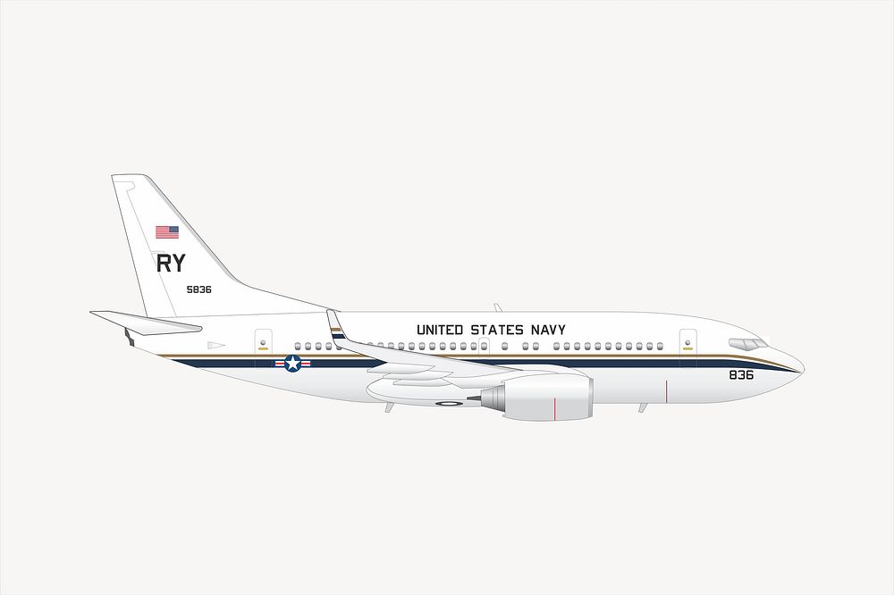 USA navy plane illustration. Free public domain CC0 image.