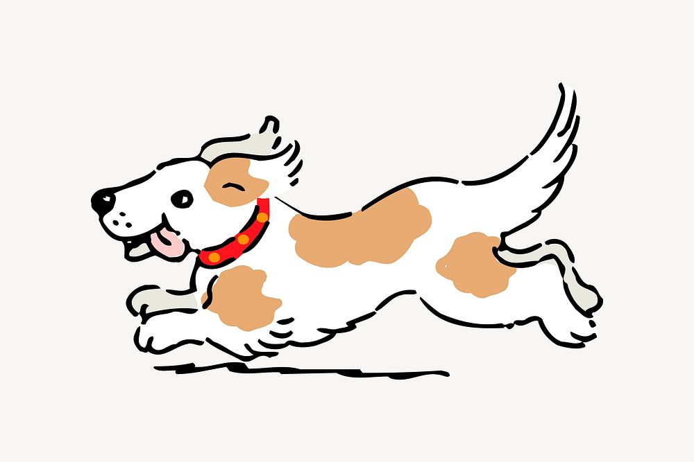 Running dog illustration. Free public domain CC0 image.