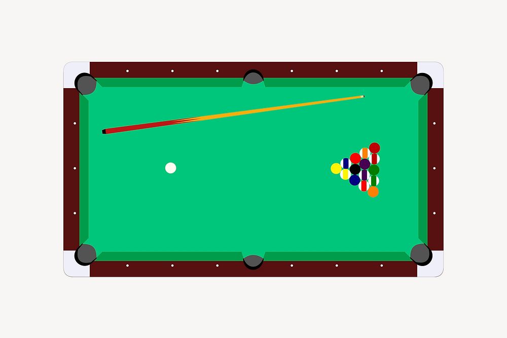 Pool table clipart, entertainment illustration vector. Free public domain CC0 image.