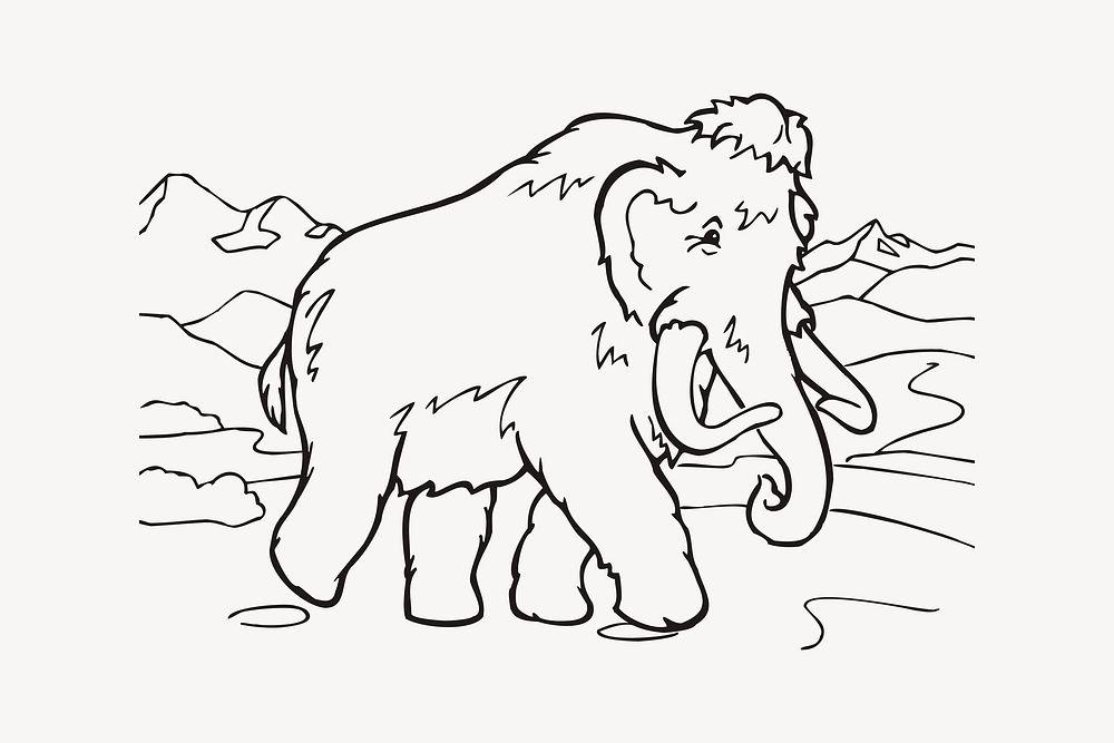 Mammoth clipart, animal illustration vector. Free public domain CC0 image.