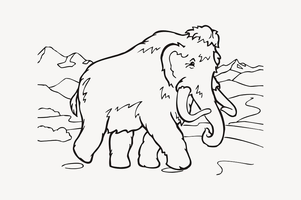 Mammoth clipart, animal illustration psd. Free public domain CC0 image.