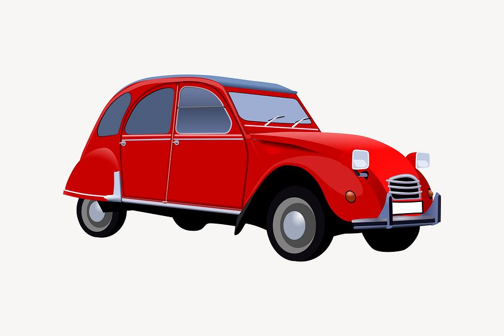 Classic red car illustration. Free public domain CC0 image.