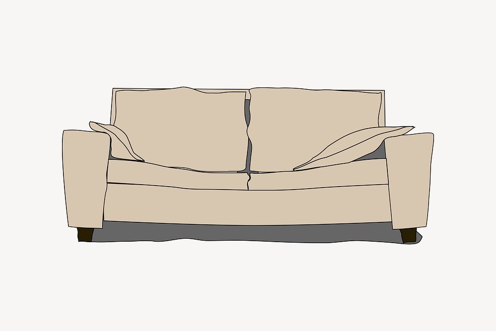 Two seat sofa clipart, furniture illustration vector. Free public domain CC0 image.