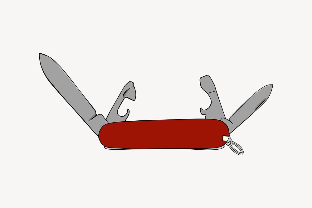Multi tool pocket knife clipart, camping tool illustration vector. Free public domain CC0 image.