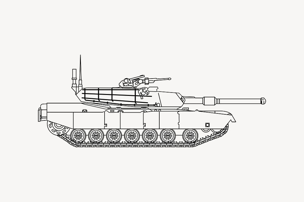 Tank clipart, military vehicle illustration psd. Free public domain CC0 image.