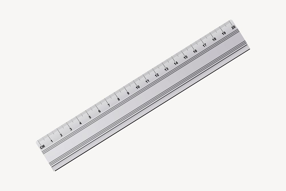 Stainless steel ruler clipart, stationery illustration vector. Free public domain CC0 image.