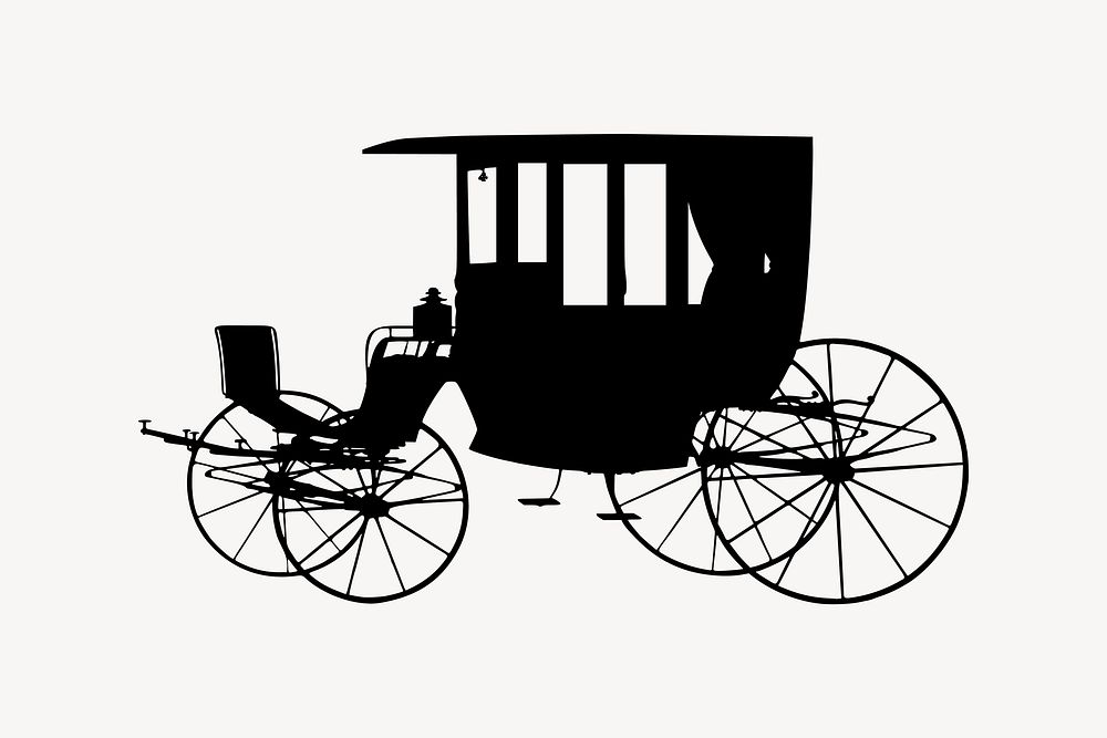 Silhouette stagecoach clipart, antique transportation illustration vector. Free public domain CC0 image.