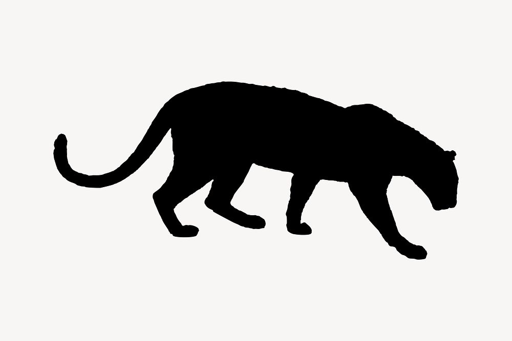 Silhouette leopard clipart, animal illustration vector. Free public domain CC0 image.