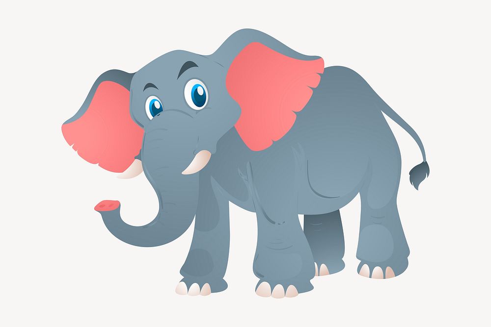 Cartoon elephant illustration. Free public domain CC0 image.