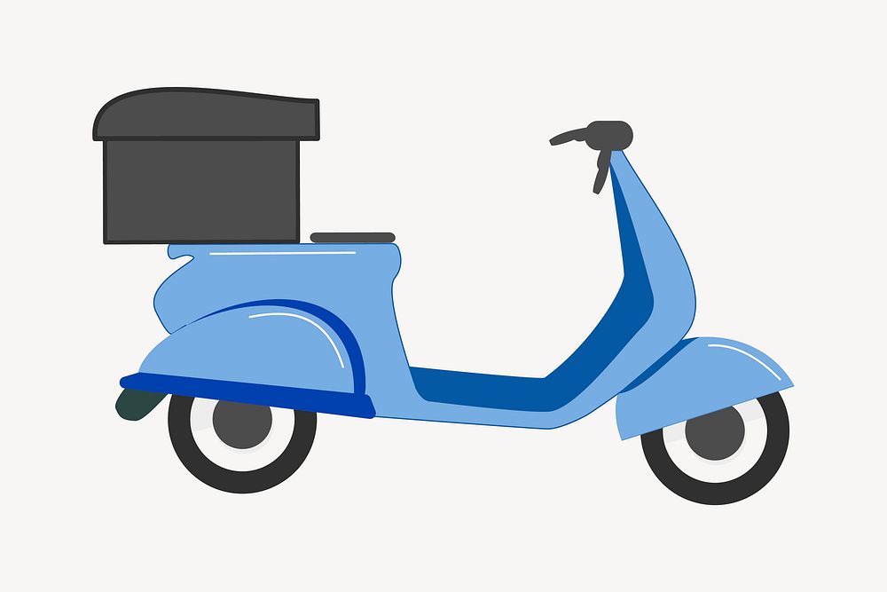 Blue scooter clipart, food delivery illustration vector. Free public domain CC0 image.